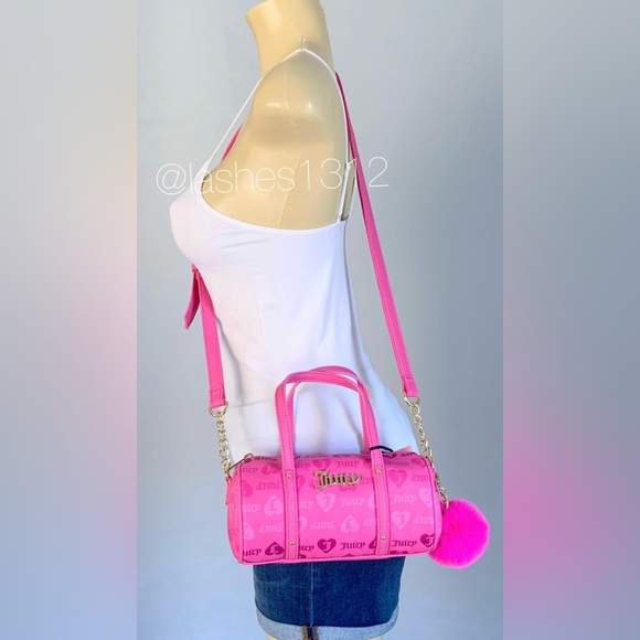 JUICY COUTURE Bag Mini Barrel Crossbody - Juicy Pink Hearts - Picture 6 of 7